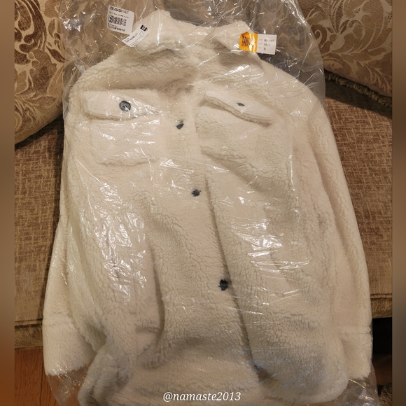 Lucky Brand FAUX FUR Long Sleeve Button Up Coat Designer #691 - Picture 7 of 14